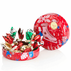 Venchi – Weihnachtskollektion – Runde Geschenkdose mit verschiedenen Kometen-Pralinen, 86 g – Geschenkidee – Glutenfrei