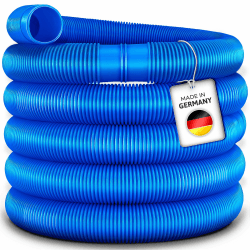 tillvex Poolschlauch Made in Germany | Schwimmbadschlauch mit Muffen | Solarschlauch für Pool und Schwimmbecken | Saugschlauch | Pumpenschlauch | flexibler Wasserschlauch (Blau, 25m / 38mm)