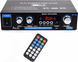 WOOPKER AK35 HiFi-Verstärker, Bluetooth 5.0 Mini Verstärker HiFi Stereo Heimkino Stereo av Receiver Höhen und Bässe mit USB/RCA/MIC/FM