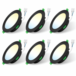 ALUSSO LIGHTING LED Einbaustrahler 230V,5W Einbaustrahler Led Dimmbar 400 Lumen,3CCT 3000K 4000K 6500K Deckenspots,IP44 Deckenstrahler für Badezimmer,Küche, 6er Set,Schwarz
