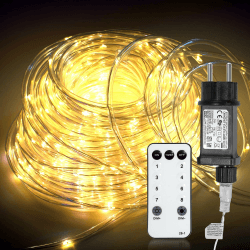 Jopassy LED Lichterschlauch Außen, 30m 300 Lichtschlauch außen, IP44 Wasserfest LED Schlauch, mit Timer & 8 Modi Lichtschlauch,für Außen Innen Party Hochzeit Weihnachten Dekolicht,Warm-weiß