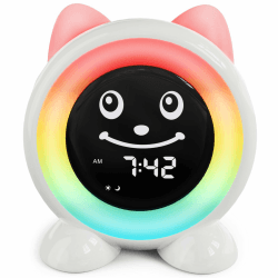 FiveHome Wecker Kinder-Schlaftrainer Kinder Kinderwecker Digital Lichtwecker mit 11 Farben Nachtlicht | Timer | Snooze-Funktion | Geschenk für Mädchen und Jungen Katzenwecker