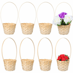 BESTonZON Miniatur Korb Geflochten Kleiner Weidenkorb 8 St¨¹cke Mini Brotkorb Picknickkorb Rattan Korb Blumenkorb Hochzeitskorb mit Henkel f¨¹r Hochzeit Tischdeko Landhaus Deko