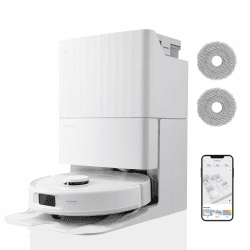 roborock Qrevo S Saugroboter mit Wischfunktion, 7000 Pa HyperForce® Reinigungsleistung, 45 dB(A) leises Trocknen, PreciSense® LiDAR Navigation, zusätzlich 2 Wischmops, Roboterstaubsauger-Set(Weiß)