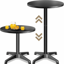 Casaria® 2in1 Stehtisch Höhenverstellbar 70 cm / 115 cm Hoch Aluminium Ø 60 cm Rund Wetterfest Outdoor Indoor Camping Bistrotisch Balkonmöbel Schwarz