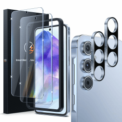 LK Schutz Glas für Samsung Galaxy A55 5G Schutzfolie, 2 Stück Samsung Galaxy A55 Folie und 2 Stück Kameraschutz, 9H Härte, Ultra-HD Displayfolie, Anti-Kratz, Anti-Blasenfrei, Einfach Installieren