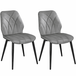 Yaheetech Esszimmerstühle 2er Set Küchenstühle gepolstert Metallbeine bis 136 KG Belastbar Polsterstuhl für Küche/Esszimmer/Schlafzimmer/Restaurant Hellgrau/Polyester
