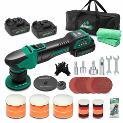 BATOCA S4 Profi Akku Poliermaschine,Rotierende und Orbitale Doppelnutzung,Bürstenloser Motor,Mini Polier Kit,12V Akku Poliergerät mit 2 2.5Ah Batterien,2000-5500PRM,Scheinwerfer Aufbereitung Set