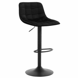WOLTU 1x Barhocker BH273sz-1 Barstuhl Tresenhocker Bistrohocker Designer Hocker mit Rückenlehne, aus Samt und Metall, höhenverstellbar drehbar, Schwarz