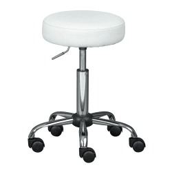 Inter Link – Drehhocker auf Rollen – Höhenverstellbar 50 – 66 cm– Rollhocker – Arbeitshocker – Sitzhocker – Aus Metall und Kunstleder – ASRA – Weiß