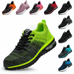 Baofular Arbeitsschuhe Herren Sicherheitsschuhe Damen Leicht Sportlich Stahlkappenschuhe rutschfest Atmungsaktiv 45 EU Fluoreszierendes Grün