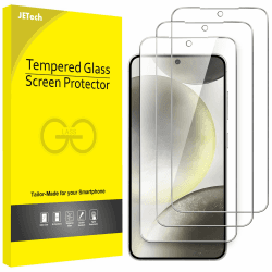 JETech Schutzfolie für Samsung Galaxy S24 5G 6,2 Zoll, Gehärtete Glas Displayschutz, Fingerabdruck ID Kompatibel, HD Klar, 3 Stück