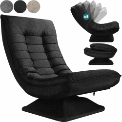 Casaria® Bodenstuhl verstellbare Rückenlehne 360° Drehbar Klappbar 150kg Belastbarkeit 60x105x87cm Gepolstert Wohnzimmer Gaming Relax Boden Sessel Schwarz