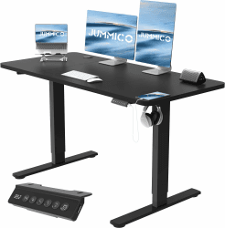 JUMMICO Höhenverstellbarer Schreibtisch Höhenverstellbar Elektrisch, Ergonomischer Steh-Sitz Tisch Stehpult Verstellbarer Computertisch,Stehschreibtisch Bürotisch Standing Desk,120 x 60 cm, Schwarz