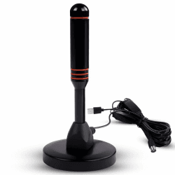 AXFEE DVBT2 Antenne mit Verstärker 36Dbi+ HDTV Zimmerantenne für Fernseher, Max. Signalqualität durch ALU-Kern, Full HD, 5m Kabel DVB-T2 Antenne Fernseher Freenet tv Innen Außen(Schwarz)