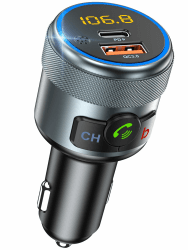 LENCENT Auto Bluetooth FM Transmitter, Wireless Bluetooth FM Radio Adapter Drahtloses Bluetooth Radio Transmitter Freisprecheinrichtung mit Typ-C PD 20W QC3.0 18W Schnellladung