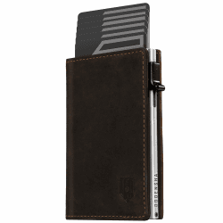 DODENSHA MagSnap Geldbörse Herren I Slim Wallet mit Münzfach I Wallets for Men für 10+ Karten I Magnetischer Verschluss portmonee Herren Slim I RFID Schutz I BraunSilber