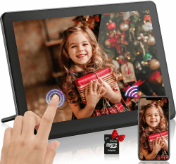 FamBrow WLAN Digitaler Bilderrahmen 8 Zoll, Elektronischer Bilderrahmen mit HD IPS Touchscreen und 32GB Speicher, Digitale Fotorahmen für Sofortige Foto und Video über APP/Email - Schwarz