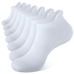 Closemate 7 Paar Sneaker Socken Herren Damen Kurze Gepolsterte Laufsocken Sportsocken aus Baumwolle Atmungsaktives Mesh Senkfußeinlage Fersen Schutz 43-46 Weiß