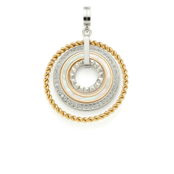 Leonardo Jewels Clip&Mix Geometria runder Schuck Anhänger aus Edelstahl mit Perlmutt und Glaskristallen, Bicolor-Ionen-Plattierung, Damenschmuck, 021639