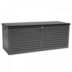 Grindi - Gartenbox Kissenbox Auflagenbox - Larus - Dunkelgrau, 390 Liter, 143x53x57 cm - Wassersichere Outdoor Paketbox, Gartenschrank & Truhe, wetterfest für Balkon, Gartenhaus, Geräteschuppen