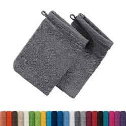 Erwin Müller Waschhandschuh Heidelberg 2er- Pack, 100% Baumwolle anthrazit Größe 15x21 cm - weiche Qualität, saugstark und strapazierfähig - praktisch durch Schlaufe (weitere Farben) 15x21 cm Anthrazit