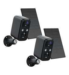 FOAOOD 2-Schwarz Überwachungskamera Aussen Akku, Kamera überwachung aussen kabellos Solar, Nachtsicht Farb, PIR-Personenerkennung, 2-Wege-Audio, IP66