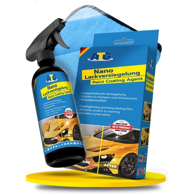 ATG® Nano Autolackversiegelung mit Abperleffekt - Premium Lackschutz und Keramikversiegelung für langanhaltenden Glanz | Autopflege Set für makellosen Autolack