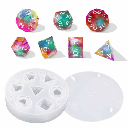 DOWNDRIFT DND Würfel Silikonform,DND Würfel Silikonform Gießform,7 Epoxidharz Formen Würfel mit Zahlen,Harz-Würfelformen,Epoxidharz Spielwürfel für DIY Home Deko
