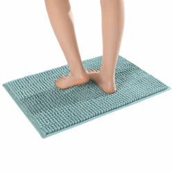 Pincy Chenille rutschfeste Badematte, 50 x 80 cm, zottelige Mikrofaser, Badezimmermatte, schnell wasserabsorbierend, maschinenwaschbar, langlebig, Bodenteppich, perfekt für Badezimmer (Lichtgrün)