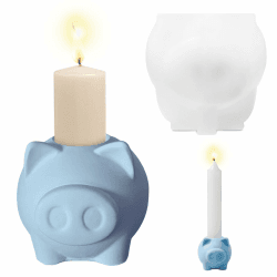 LETTERASHQP Silikonform Schwein Kerzenhalter Silikonformen Gießformen Schweinchen Kerzenformen 3D DIY Silikonform Schweinchen für Kerzenständer Basteln Heimdekoration Tischdekoration