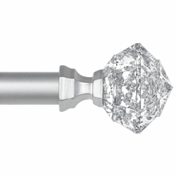 HOTOZON Gardinenstange 80 bis 218 cm, Vorhangstange Ausziehbar mit Halterungen und Transluzentem Diamantfoemige Endstücke, Vorhangstange für Schlafzimmer, Wohnzimmer, Esszimmer, Küche, Büros, Silber
