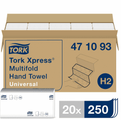 Tork Xpress Multifold Papierhandtücher 471093 - H2 Universal Falthandtücher für Handtuchspender - mehrfach gefaltet, 1-lagig, weiß - 20 x 250 Tücher