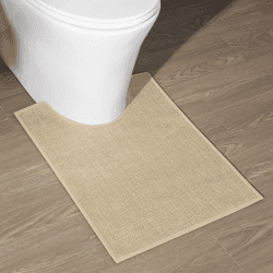 chakme Badezimmerteppich 44 x 61 cm rutschfeste Badematte mit Gummi Rückseite Badteppich rutschfest waschbar Badvorleger Bad Teppich Badezimmer Duschvorleger Beige