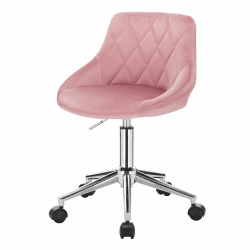 EUGAD 1x Bürohocker Rollhocker Arbeitshocker Kosmetikhocker Schreibtischstuhl Drehhocker Rollstuhl Bürostuhl Clubsessel höhenverstellbar Drehstuhl mit Rollen, Samt, Rosa 0033BGY