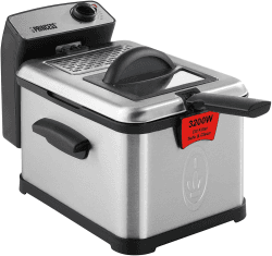 Princess 183001 Edelstahl Fritteuse mit 3 Liter Fassungsvermögen, Ölfilter und Kaltzonenfunktion, entnehmbarer Edelstahl-Behältereinsatz, Silber 01.183001.050