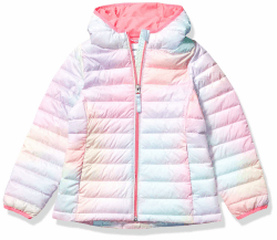 Amazon Essentials Mädchen Leichte, Wasserabweisende, verstaubare Kapuzenjacke 5 Jahre Rosa Schatteneffekt