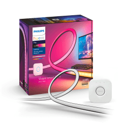 PHILIPS Hue Color & White Ambience Play Gradient, PC Lightstrip für 32/34”, dimmbar, 16 Mio. Farben, steuerbar via App, Starter Set, inkl. Hue Bridge