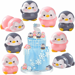 YGCHEN Tortendeko Pinguin Figuren Miniatur Weihnachtsfiguren Geburtstagsdeko Tierfiguren Pinguine Mini Weihnachtsdeko DIY Geburtstagstorte Weihnachtsschmuck 8 Stück