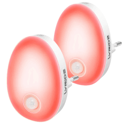 Lyridz Nachtlicht Steckdose mit Bewegungsmelder, strahlend hell Plug-in Nachtlicht dimmbar, Smart LED-Licht mit einstellbarer Helligkeit für Kinder Schlafzimmer Küche Flur Rot 2 Stück