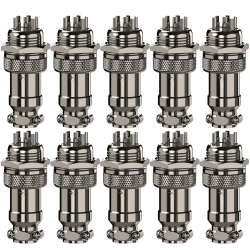 CLDIY GX16 6 Pin Panelmontage Rund Metall Aviation Stecker Adapter Männlich Weiblich Stecker Metall Buchse (10 Stücke)