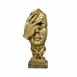 Moaobooh Skulptur Deko，Schweigen ist Gold Statue,Deko Figuren, Home Ornament Kreative Kunstharz Skulptur Ornament Arbeitszimmer Büro Regal Tischdekoration (Gold A)