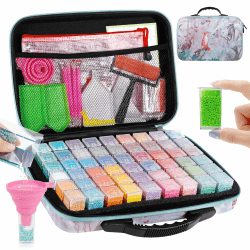 AMZJMT Diamond Painting Aufbewahrungsbox 5D -54 Fächer,Diamond Painting aufbewahrungsbox Inklusive Diamond Painting zubehör,Tragbare Diamond Painting Koffer für Stickereien und DIY Handwerk