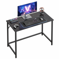 VASAGLE Schreibtisch, Kleiner Computertisch, Bürotisch, für Arbeitszimmer, Schlafzimmer, 50 x 100 x 76 cm, Industrie-Design, Metallgestell, ebenholzschwarz-tintenschwarz LWD041B56