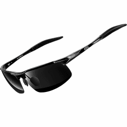ATTCL Herren Polarisiert Metallrahmen Sonnenbrille Sportbrille Al-Mg Metallrahme Ultra leicht Schwarzer Rahmen/Schwarze Linse (Nicht Verspiegelt)