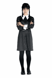 Ciao- Wednesday Addams dress costume disguise fancy dress girl official Wednesday M Dress with wig