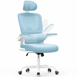 naspaluro Bürostuhl, Ergonomischer Schreibtischstuhl mit Verstellbarer Kopfstütze, Armlehnen, Dynamischer Lordosenstütze, Drehstuhl mit Atmungsaktivem Netzbezug für das Home Office,Blau