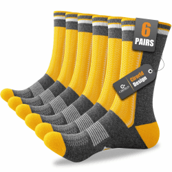 Cirorld Socken Herren 43-46 37-42, 6 Paar Arbeitssocken, Sportsocken, Wandersocken, Atmungsaktiv, Tennissocken mit VerstäRkte Sohle, SchweißAbsorbierend, Blasenschutz, Geeignet für Arbeit, Laufen 37-42 Gelb