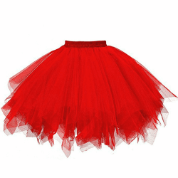 Damen tüllrock Karneval Klassisch Elastisch Damen Karneval Kostüm Tüllrock 50er Tütü Rock Kurz Ballett Unterrock Crinoline Petticoat Tutu Einheitsgröße Rot