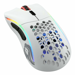 Glorious Gaming Model D- (Minus) Wireless Gaming Mouse – Superleichte 67 g, Wabendesign, RGB-Beleuchtung, ergonomisch, verzögerungsfreier 2,4-GHz-Funk, bis zu 71 Stunden Akku – Mattweiß